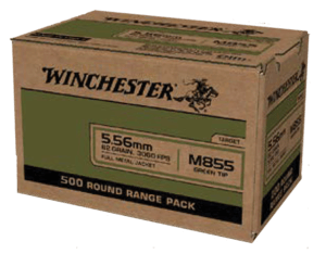 Winchester Ammo WM855500 USA M855 Green Tip 5.56x45mm NATO 62 gr Full Metal Jacket 500rd Box/ 2 Case