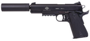 GSG G1911ADOPS 1911 ADOP 22 LR 10+1 5ā³ All Black Steel/Threaded Barrel Serrated Slide Zinc Alloy w/Picatinny Rail & Beavertail Frame Black Polymer Grip Faux Suppressor GSG G1911ADOPS 1911 ADOP 22 LR 10+1 5ā³ All Black Steel/Threaded Barrel Serrated Slide Zinc Alloy w/Picatinny Rail & Beavertail Frame Black Polymer Grip Faux Suppressor