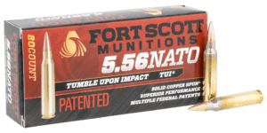 Fort Scott Munitions 556062SCV Tumble Upon Impact (TUI) 5.56x45mmNATO 62gr Solid Copper Spun 20rd Box Fort Scott Munitions 556062SCV Tumble Upon Impact (TUI) 5.56x45mmNATO 62gr Solid Copper Spun 20rd Box