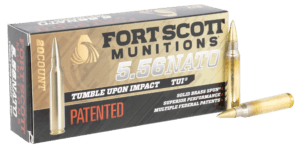 Fort Scott Munitions 556062SBV1 Tumble Upon Impact (TUI) 5.56x45mmNATO 62gr Solid Brass Spun 20rd Box Fort Scott Munitions 556062SBV1 Tumble Upon Impact (TUI) 5.56x45mmNATO 62gr Solid Brass Spun 20rd Box