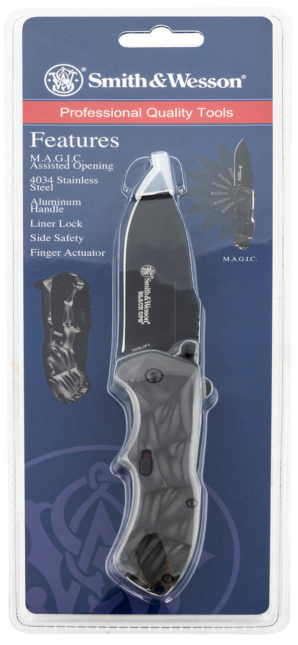 Smith & Wesson Knives SWBLOP3CP Black Ops 3.40″ Folding Tanto Plain 4034 SS Blade Aluminum Handle Includes Pocket Clip Smith & Wesson Knives SWBLOP3CP Black Ops 3.40″ Folding Tanto Plain 4034 SS Blade Aluminum Handle Includes Pocket Clip