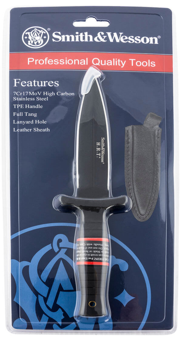 Smith & Wesson Knives SWHRT9BCP Smith & Wesson H.R.T. 4.75″ Fixed Spear Point Plain 7Cr17MoV High Carbon SS Blade Thermoplastic Rubber Handle Smith & Wesson Knives SWHRT9BCP Smith & Wesson H.R.T. 4.75″ Fixed Spear Point Plain 7Cr17MoV High Carbon SS Blade Thermoplastic Rubber Handle
