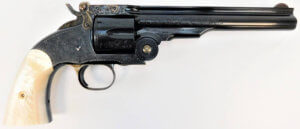 Taylors & Company 550644 Top Break Schofield 45 Colt (LC) 6rd 7″ Blued Engraved Steel Walnut Grip Taylors & Company 550644 Top Break Schofield 45 Colt (LC) 6rd 7″ Blued Engraved Steel Walnut Grip