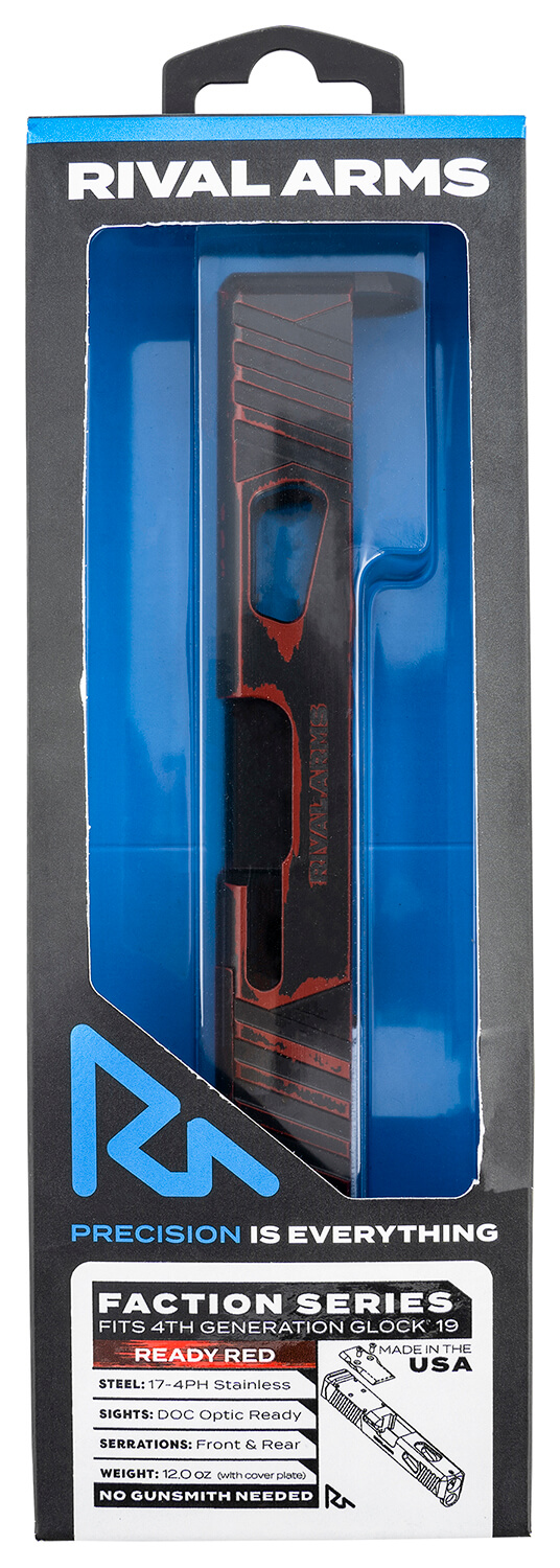 Rival Arms RARA12G206A Faction Series Slide A1 with Docter Cut Cerakote Ready Red 17-4 Stainless Steel for Glock 19 Gen4