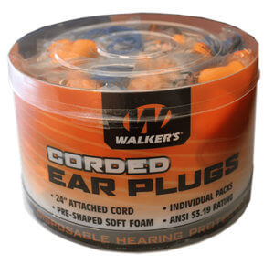Walker’s GWPCORDPLGBKT Corded Foam Ear Plugs 32 dB Orange with Blue Cord 50 Pair