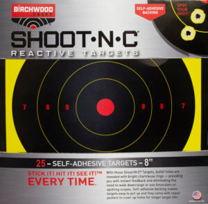 Birchwood Casey TDSNC825PK Target Dispenser  Adhesive Paper 8″ Bullseye Includes Pasters 25 Per Pkg