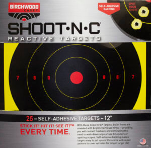 Birchwood Casey TDSNC1225PK Target Dispenser  Adhesive Paper 12″ Bullseye Includes Pasters 25 Per Pack