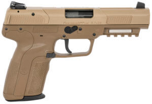 FN 3868900753 Five-seveN  Full Size Frame 5.7x28mm 20+1 4.80″ Black Stainless Steel Barrel  Flat Dark Earth Serrated Steel Slide  Flat Dark Earth Polymer Frame w/Picatinny Rail  FDE Polymer Grip  Ambidextrous