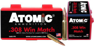 Atomic Ammunition 00426 Rifle Match 308Win 168gr Hollow Point Boat Tail 50rd Box Atomic Ammunition 00426 Rifle Match 308Win 168gr Hollow Point Boat Tail 50rd Box