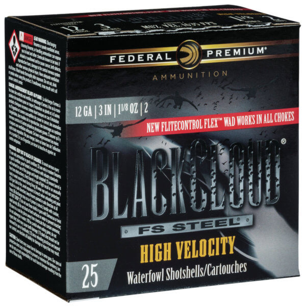 Federal PWBXH1432 Black Cloud FS High Velocity 12Gauge 3″ 1 1/8oz 2Shot 25rd Box