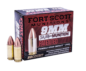 Fort Scott Munitions 9MM125SCVSS Tumble Upon Impact (TUI)  9mmLuger Subsonic 125gr Solid Copper Spun 20rd Box