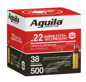 Aguila 1B221118 Super Extra Rimfire 22LR 38gr Copper Plated Hollow Point 500rd Box/4 Case