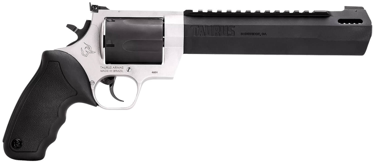 Taurus 2460085RH Raging Hunter 460 S&W Mag Caliber with 8.37" Picatinny Rail Barrel 5rd Capacity Matte Black Oxide Finish Cylinder Matte FinishStainless Steel Frame & Black Rubber with Integrated Cushion Insert Grip