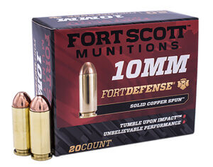 Fort Scott Munitions 10MM124SCV Tumble Upon Impact (TUI) 10mmAuto 125gr Solid Copper Spun 20rd Box Fort Scott Munitions 10MM124SCV Tumble Upon Impact (TUI) 10mmAuto 125gr Solid Copper Spun 20rd Box