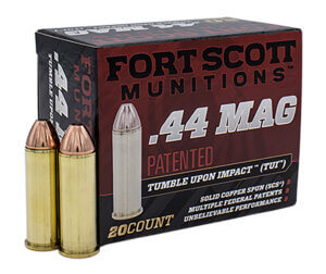Fort Scott Munitions 44MAG200SCV Tumble Upon Impact (TUI) 44RemMag 200gr Solid Copper Spun 20rd Box Fort Scott Munitions 44MAG200SCV Tumble Upon Impact (TUI) 44RemMag 200gr Solid Copper Spun 20rd Box