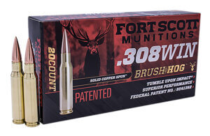 Fort Scott Munitions 308168SCV Tumble Upon Impact (TUI) Brush Hog 308Win 168gr Solid Copper Spun 20rd Box Fort Scott Munitions 308168SCV Tumble Upon Impact (TUI) Brush Hog 308Win 168gr Solid Copper Spun 20rd Box