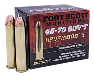 Fort Scott Munitions 4570300SCV1 Tumble Upon Impact (TUI) Brush Hog 45-70Gov 300gr Solid Copper Spun 20rd Box Fort Scott Munitions 4570300SCV1 Tumble Upon Impact (TUI) Brush Hog 45-70Gov 300gr Solid Copper Spun 20rd Box