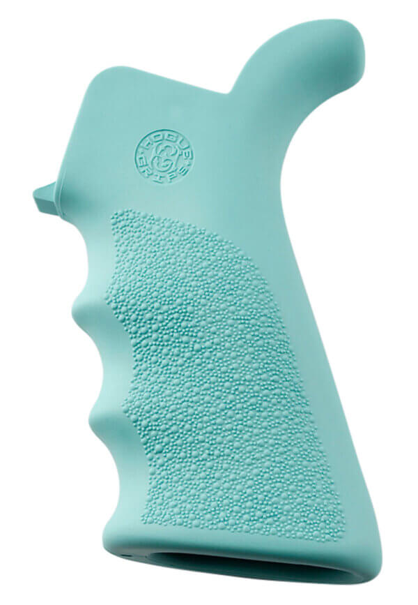 Hogue 13024 OverMolded Beavertail Cobblestone Aqua Blue with Finger Grooves for AR-15 M16 Hogue 13024 OverMolded Beavertail Cobblestone Aqua Blue with Finger Grooves for AR-15 M16