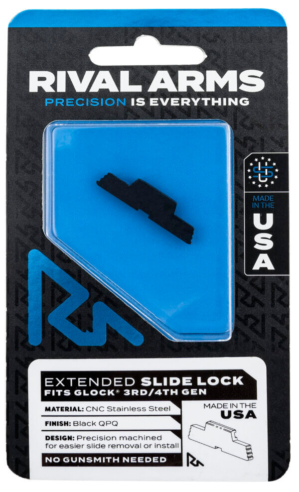 Rival Arms RA80G001A Slide Lock Extended Compatible w/Glock Gen3-4 Stainless Steel Rival Arms RA80G001A Slide Lock Extended Compatible w/Glock Gen3-4 Stainless Steel