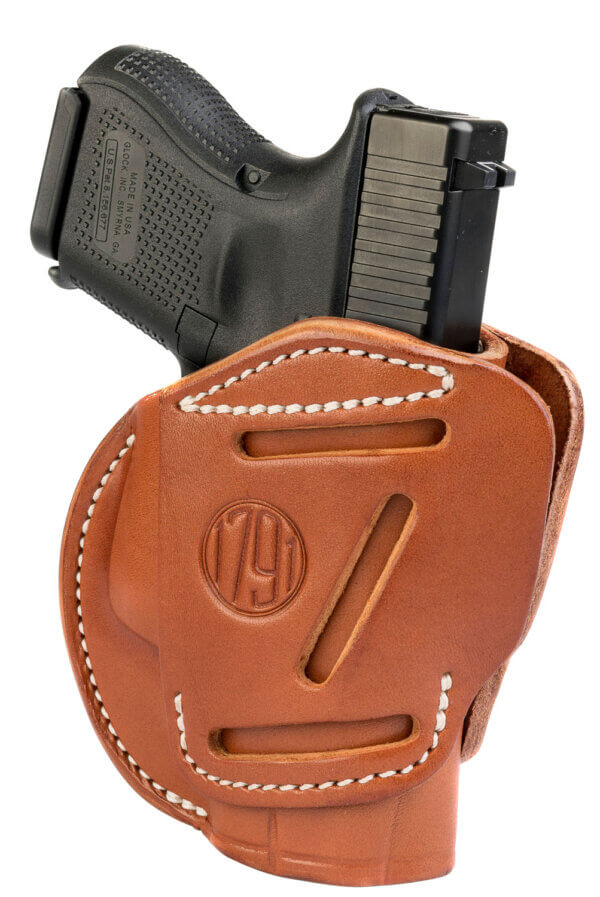 1791 Gunleather 3WH3CBRA 3-Way IWB/OWB Size 03 Classic Brown Leather Belt Loop Compatible w/ Glock 26 Compatible w/ Ruger LC9 Compatible w/ S&W M&P Shield Ambidextrous Hand 1791 Gunleather 3WH3CBRA 3-Way IWB/OWB Size 03 Classic Brown Leather Belt Loop Compatible w/ Glock 26 Compatible w/ Ruger LC9 Compatible w/ S&W M&P Shield Ambidextrous Hand