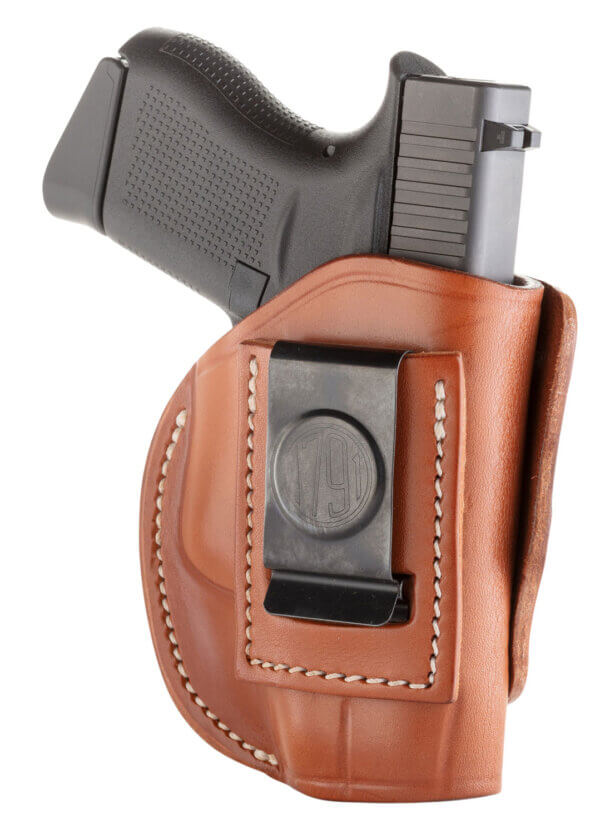 1791 Gunleather 4WH2CBRR 4-Way IWB/OWB Size 02 Classic Brown Leather Belt Clip Compatible w/Ruger LCP/S&W Bodyguard/Glock 42/43/43X Right Hand 1791 Gunleather 4WH2CBRR 4-Way IWB/OWB Size 02 Classic Brown Leather Belt Clip Compatible w/Ruger LCP/S&W Bodyguard/Glock 42/43/43X Right Hand