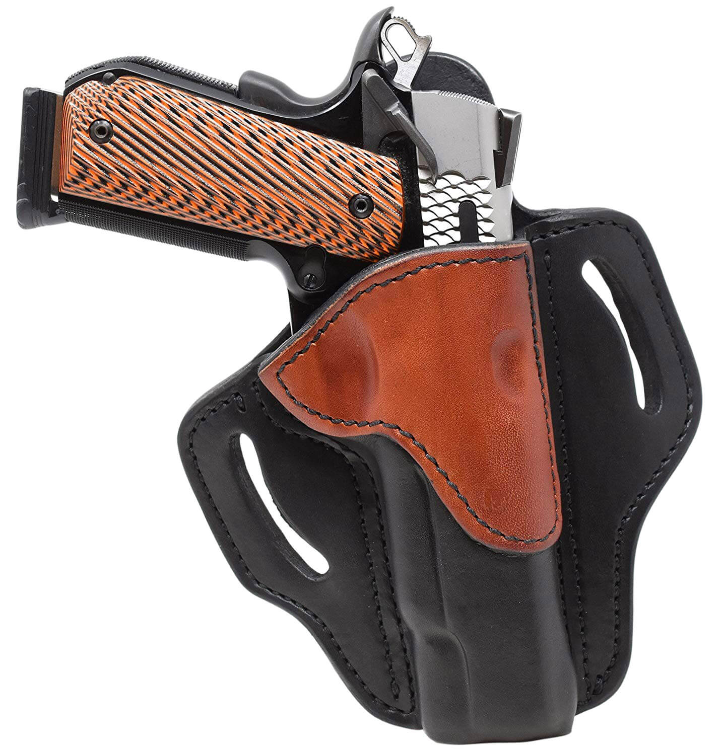 1791 Gunleather BH1BLBR BH1 OWB 01 Brown on Black Leather Belt Slide Fits 4-5″ 1911 1791 Gunleather BH1BLBR BH1 OWB 01 Brown on Black Leather Belt Slide Fits 4-5″ 1911