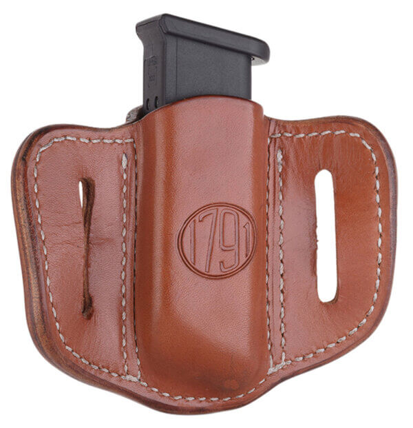1791 Gunleather MAG12CBRA MAG1.2 Single Mag Holster Classic Brown Leather Belt Slide Compatible w/ Double Stack Ambidextrous 1791 Gunleather MAG12CBRA MAG1.2 Single Mag Holster Classic Brown Leather Belt Slide Compatible w/ Double Stack Ambidextrous