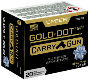 Speer 24258 Gold Dot Carry Gun 45 ACP +P 200 gr Hollow Point 20rd Box