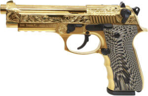 EAA GIRSAN 390088 Regard MC Deluxe 9mm Luger 18+1 4.90ā³ Stainless Steel Barrel Gold Plated Serrated w/Engraving Steel Slide & Aluminum Frame w/Picatinny Rail Black G10 Grip Ambidextrous EAA GIRSAN 390088 Regard MC Deluxe 9mm Luger 18+1 4.90ā³ Stainless Steel Barrel Gold Plated Serrated w/Engraving Steel Slide & Aluminum Frame w/Picatinny Rail Black G10 Grip Ambidextrous
