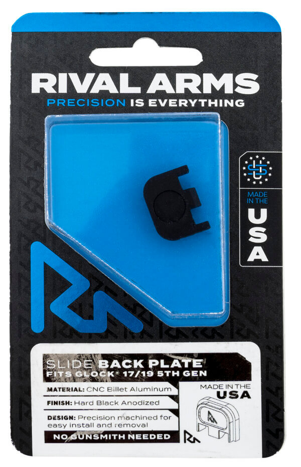 Rival Arms RA43G004A Slide Back Cover Plate Double Stack Black Anodized Aluminum for Glock 17/19 Gen5 Rival Arms RA43G004A Slide Back Cover Plate Double Stack Black Anodized Aluminum for Glock 17/19 Gen5