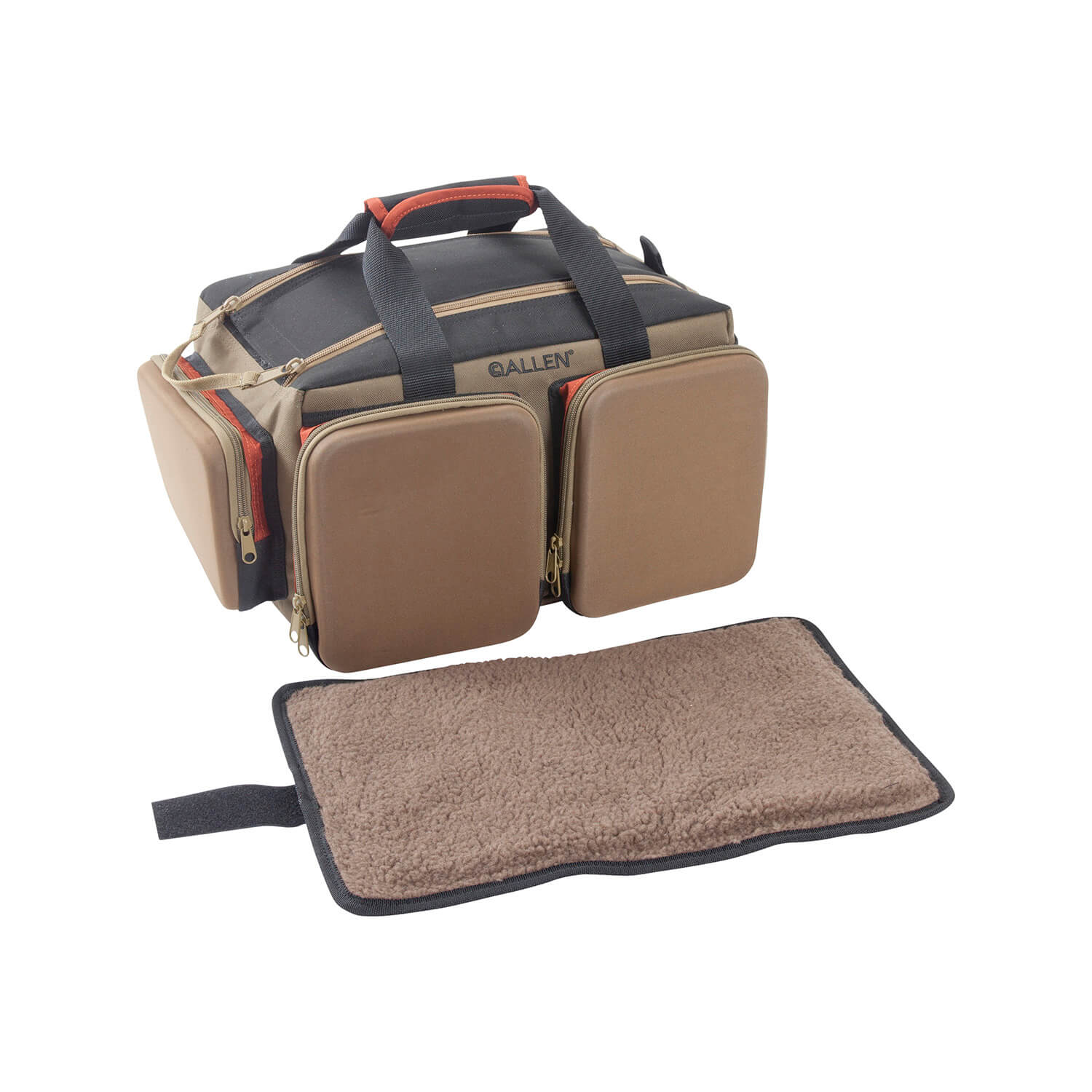 Allen 8305 Eliminator Rangemaster Tan Range Bag w/Pistol Rug Multiple Exterior Pockets Rigid Bottom w/Feet For Stability Allen 8305 Eliminator Rangemaster Tan Range Bag w/Pistol Rug Multiple Exterior Pockets Rigid Bottom w/Feet For Stability