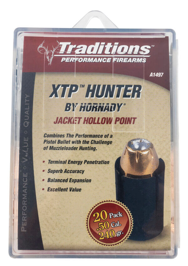Traditions A1497 XTP Hunter Muzzleloader Bullets 50 Cal Jacketed Hollow Point 240 gr/ 20rd Box Traditions A1497 XTP Hunter Muzzleloader Bullets 50 Cal Jacketed Hollow Point 240 gr/ 20rd Box