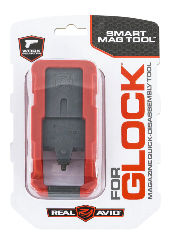 Real Avid AVGLOCKMT Smart Mag Tool  Compatible w/Glock  Gray/Red Plastic