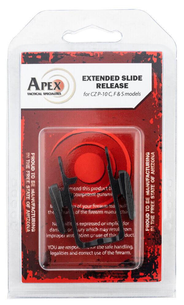 Apex Tactical 116127 Extended Slide Release CZ P10c Black Black Melonite Pistol Ambidextrous Apex Tactical 116127 Extended Slide Release CZ P10c Black Black Melonite Pistol Ambidextrous