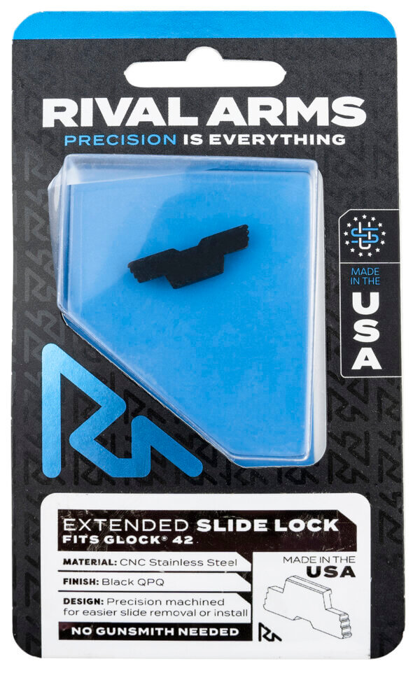 Rival Arms RARA80G004A Slide Lock Extended Glock 42 Black QPQ Stainless Steel Rival Arms RARA80G004A Slide Lock Extended Glock 42 Black QPQ Stainless Steel