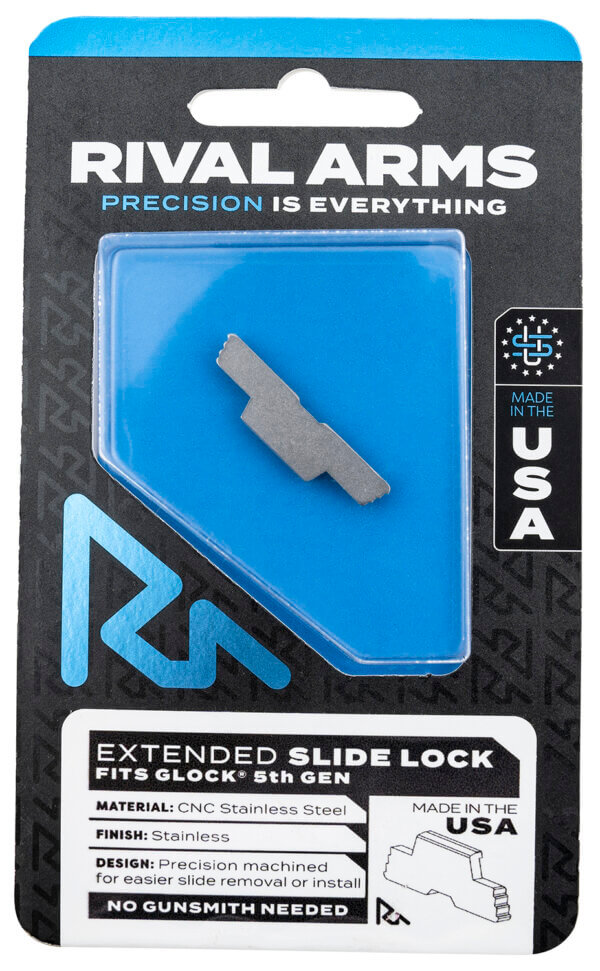 Rival Arms RARA80G002D Slide Lock Extended Polished Stainless for Glock 34/17/19 Gen5 Rival Arms RARA80G002D Slide Lock Extended Polished Stainless for Glock 34/17/19 Gen5