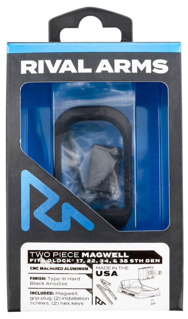 Rival Arms RARA70G121A Two Piece Magwell  Compatible w/Gen5  Glock 17/22/34/35  Black Anodized Aluminum