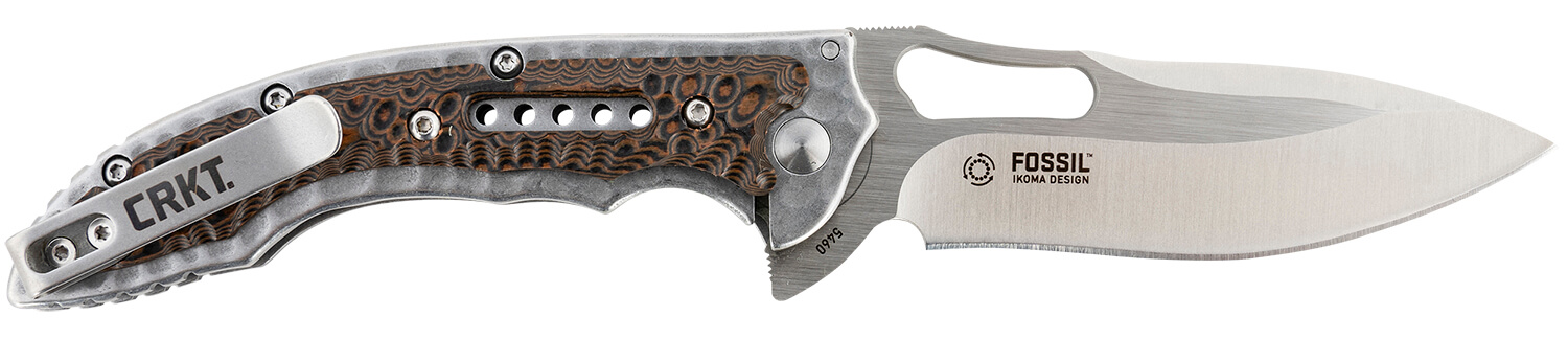 CRKT 5460 Fossil Compact 3.41″ Folding Drop Point Plain Satin 8Cr13MoV SS Blade Brown G10/SS Handle Includes Pocket Clip CRKT 5460 Fossil Compact 3.41″ Folding Drop Point Plain Satin 8Cr13MoV SS Blade Brown G10/SS Handle Includes Pocket Clip