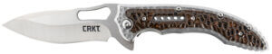 CRKT 5470 Fossil  3.96″ Folding Drop Point Plain Satin 8Cr13MoV SS Blade/ Brown G10/SS Handle Includes Pocket Clip