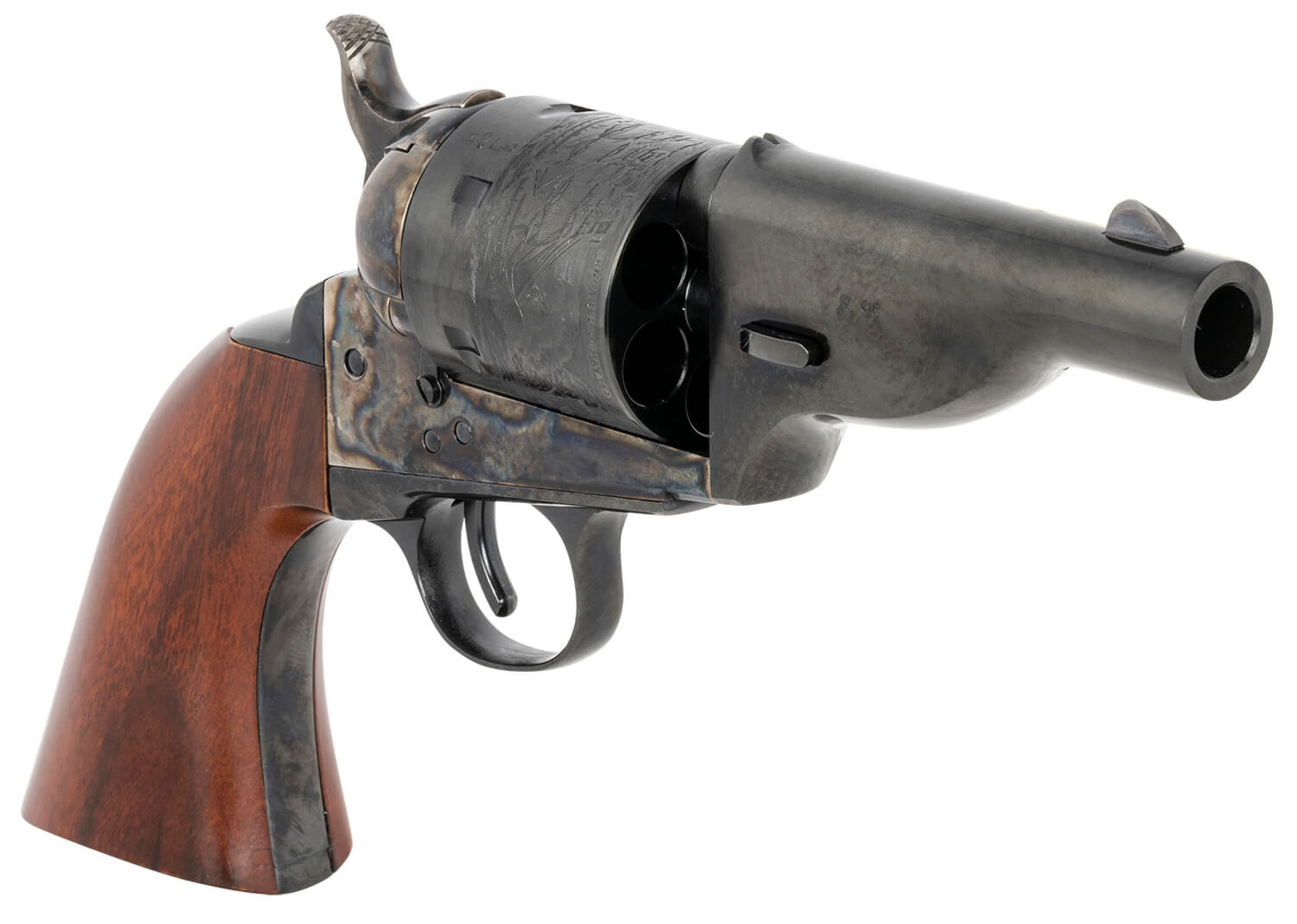 Taylors & Company 550957 The Hickok Open-Top 45 Colt (LC) Caliber with 3.50″ Blued Finish Barrel 6rd Capacity Blued Finish Cylinder Color Case Hardened Finish Steel Frame & Walnut Army Size Grip Taylors & Company 550957 The Hickok Open-Top 45 Colt (LC) Caliber with 3.50″ Blued Finish Barrel 6rd Capacity Blued Finish Cylinder Color Case Hardened Finish Steel Frame & Walnut Army Size Grip