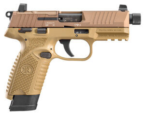 FN 66101009 502 Tactical 22 LR 10+1 4.60″ Black Steel Threaded Barrel Flat Dark Earth Optic Ready/Serrated Slide & Polymer Frame w/Picatinny Rail FDE Textured Polymer Grip Ambidextrous FN 66101009 502 Tactical 22 LR 10+1 4.60″ Black Steel Threaded Barrel Flat Dark Earth Optic Ready/Serrated Slide & Polymer Frame w/Picatinny Rail FDE Textured Polymer Grip Ambidextrous