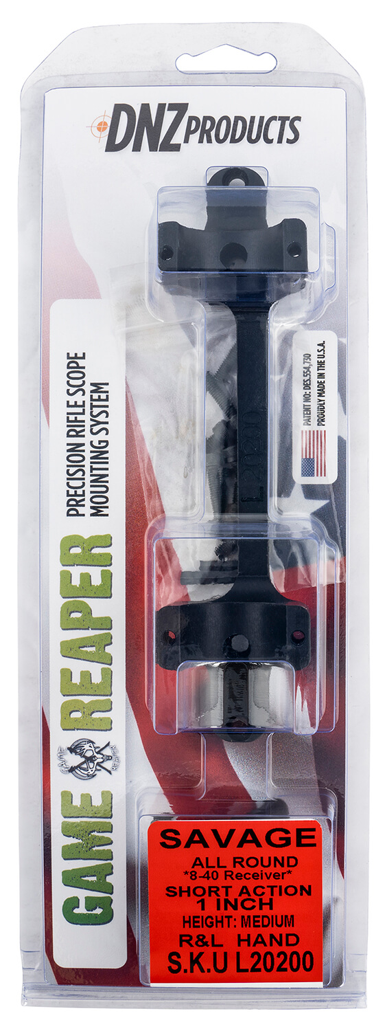 DNZ L20200 Game Reaper-Savage Scope Mount/Ring Combo Matte Black 1″