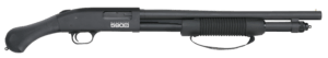 Mossberg 51600 590S Shockwave 12 Gauge  5+1 (3″) 6+1 (2.75″) 9+1 (1.75″) Interchangeably  3″ Chamber  18.50″ Barrel  Matte Blued Metal Finish  Dual Extractors  Corncob Forend w/Strap  Raptor Birdshead Grip Stock