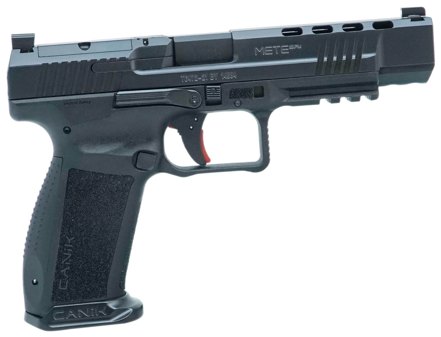 Canik HG6594N Mete SFx 9mm Luger 18+1/20+1 5.20″ Barrel Black Frame w/Picatinny Accessory Rail Serrated Optic Cut Steel Slide w/Nitride Finish Interchangeable Backstrap Grip Includes 2 Magazines & Holster Canik HG6594N Mete SFx 9mm Luger 18+1/20+1 5.20″ Barrel Black Frame w/Picatinny Accessory Rail Serrated Optic Cut Steel Slide w/Nitride Finish Interchangeable Backstrap Grip Includes 2 Magazines & Holster