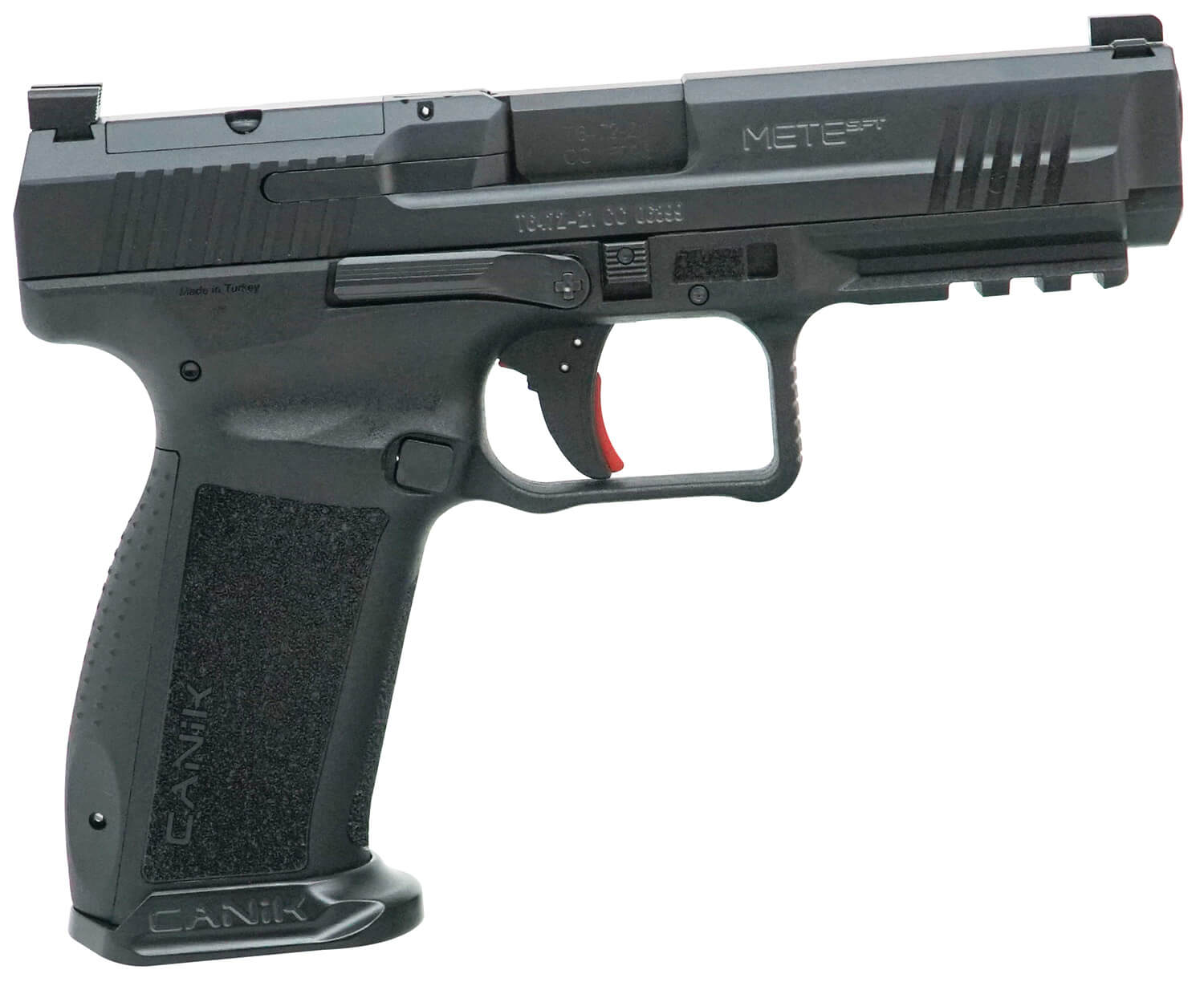 Canik HG6595N Mete SFT Full Size Frame 9mm Luger 20+1/18+1 4.46″ Black Match Grade Barrel Black Nitride Optic Ready/Serrated Steel Slide Polymer Frame w/Picatinny Rail Ambidextrous Canik HG6595N Mete SFT Full Size Frame 9mm Luger 20+1/18+1 4.46″ Black Match Grade Barrel Black Nitride Optic Ready/Serrated Steel Slide Polymer Frame w/Picatinny Rail Ambidextrous