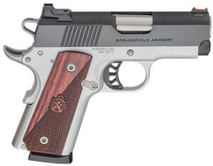Springfield Armory PX9123L 1911 Ronin EMP 9mm Luger 3″ Barrel 9+1 Satin Aluminum Cerakote Beavertail Frame Serrated Blued Carbon Steel Slide Textured Wood Grip