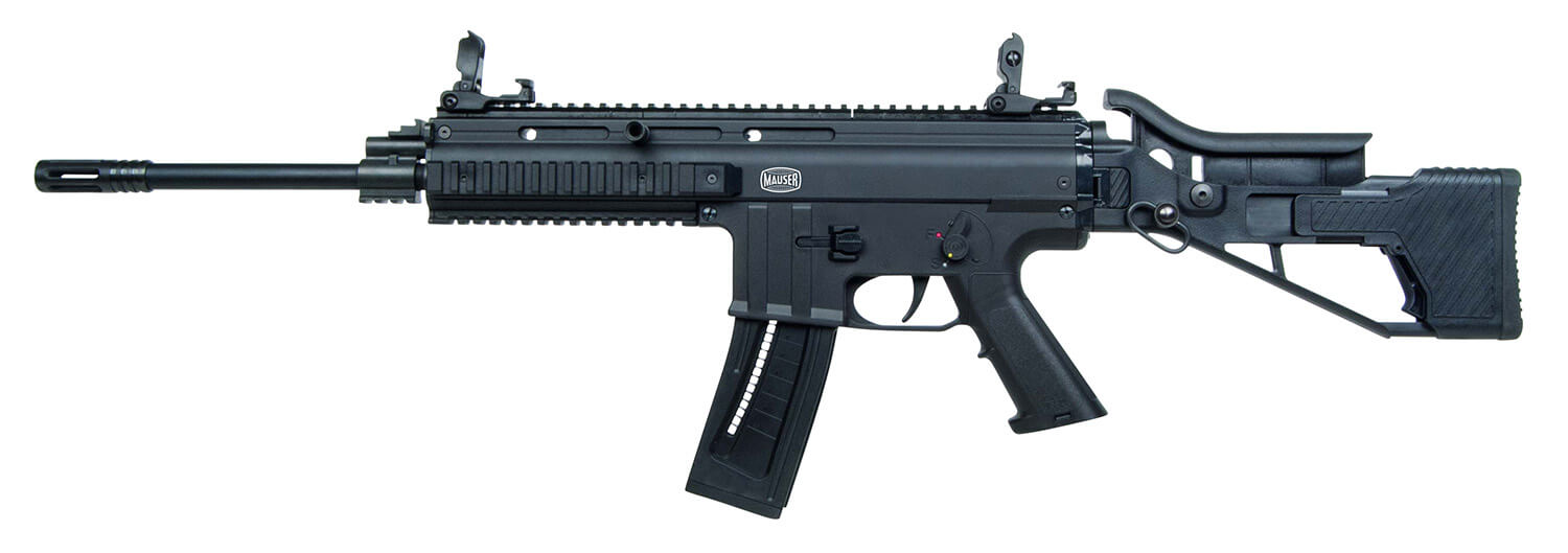 Mauser Rimfire 4150013 M-15 22 LR 22+1 16.50″ Barrel w/Flash Hider Steel Receiver Black Metal Finish Flip Up Front & Rear Sights Side Folding Stock w/Adjustable Cheekrest Manual Thumb Safety Mauser Rimfire 4150013 M-15 22 LR 22+1 16.50″ Barrel w/Flash Hider Steel Receiver Black Metal Finish Flip Up Front & Rear Sights Side Folding Stock w/Adjustable Cheekrest Manual Thumb Safety