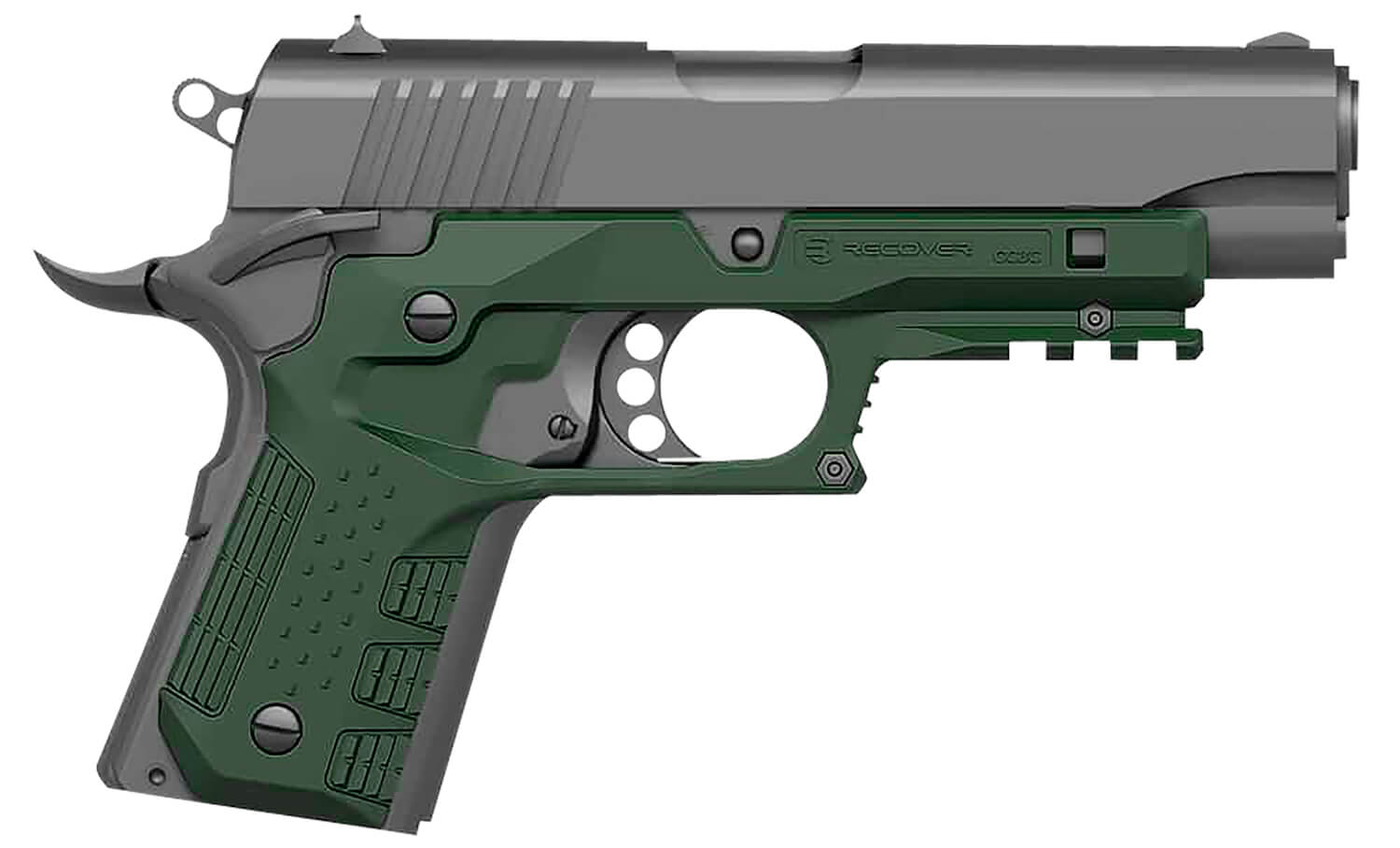 Recover Tactical CC3C03 Grip & Rail System Green Polymer Picatinny for Compact 1911 Recover Tactical CC3C03 Grip & Rail System Green Polymer Picatinny for Compact 1911