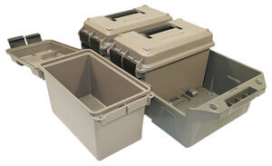 MTM Case-Gard AC3C 3-Can Ammo Crate  50 Cal Rifle  Dark Earth/Army Green  Polypropylene 13.5″ x 7.4″ x 8.5″  30 lbs