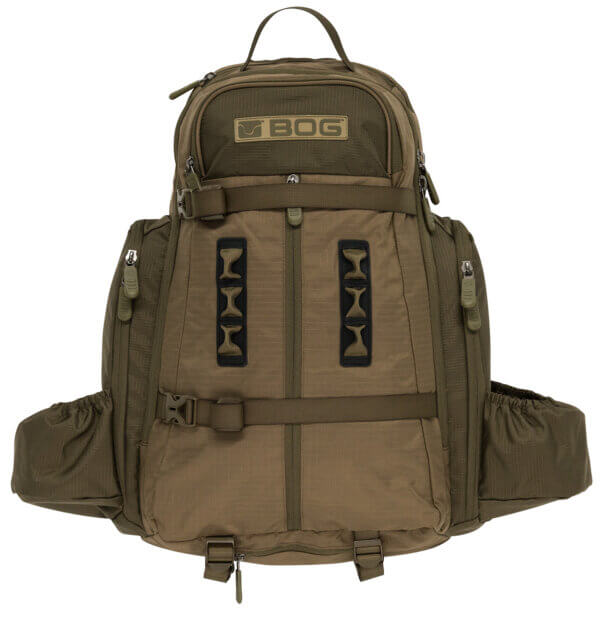 Bog-Pod 1159182 Kinetic Hunting Day Pack Lightweight made of Tear Resistant Nylon with OD Green Finish  YKK Zipper  Rain Cover & Removeable Gun/Bow Boot